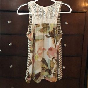 Anthropologie crochet/silky back tank